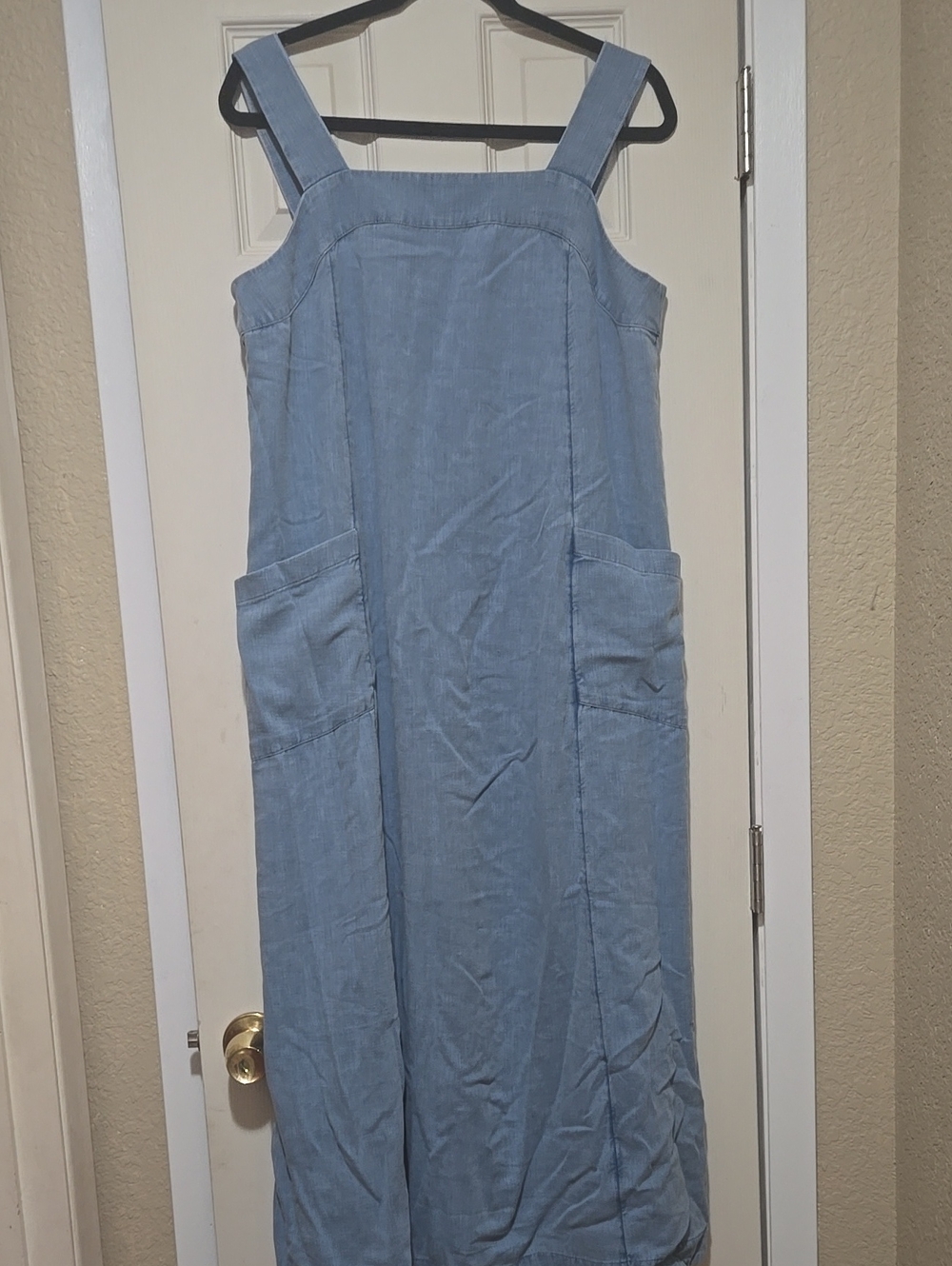 J. Jill Light Blue Sleeveless Maxi Pinafore Dress